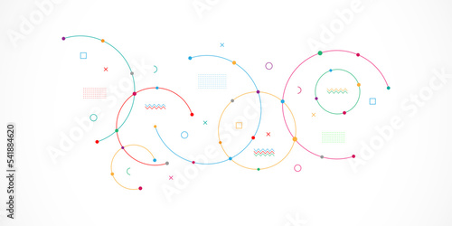 Abstract geometric background with plexus circles. Vector illustration of minimalistic design