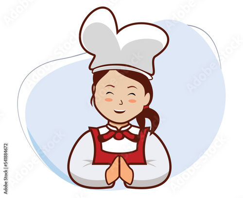 women chef logo with friendly face