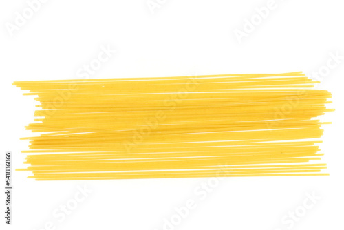 Obraz na plátně Yellow long spaghetti on White background