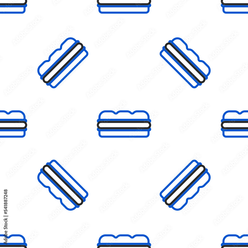 Line Sandwich icon isolated seamless pattern on white background. Hamburger icon. Burger food symbol. Cheeseburger sign. Street fast food menu. Colorful outline concept. Vector Line Sandwich icon isolated seamless pattern on white background. Hamburger icon. Burger food symbol. Cheeseburger sign. Street fast food menu. Colorful outline concept. Vector