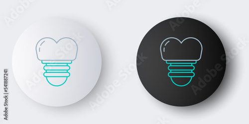 Line Dental implant icon isolated on grey background. Colorful outline concept. Vector