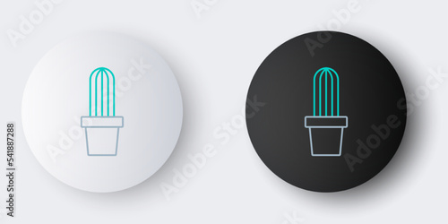 Photos Line Cactus peyote in pot icon isolated on grey background