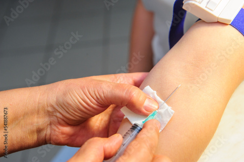 Doctor making vaccination ingection . Medicine and healthcare concept.