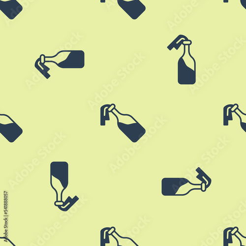 Blue Cocktail molotov icon isolated seamless pattern on yellow background. Vector