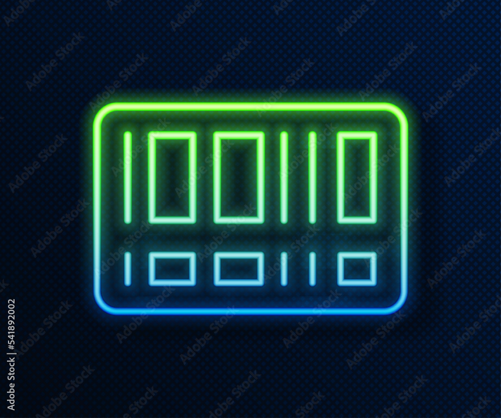 Glowing neon line Barcode icon isolated on blue background. Vector Glowing neon line Barcode icon isolated on blue background. Vector