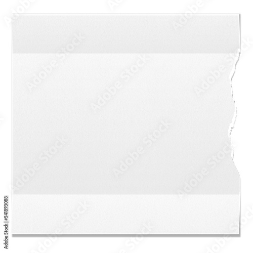 Biała pusta składana kwadratowa karty. Podarty arkusz papieru. Zagięcia na kartce.