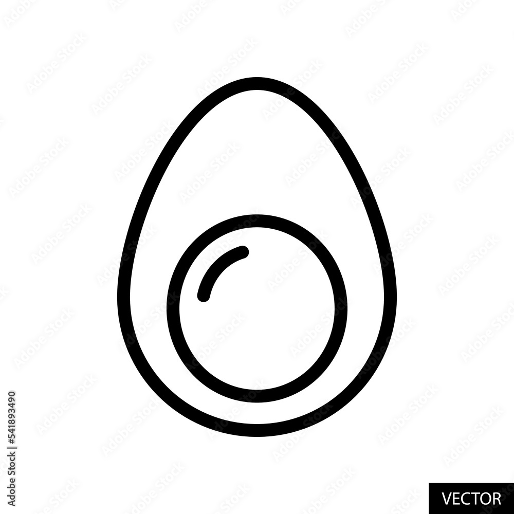 Half boiled egg vector icon in line style design for website design, app, UI, isolated on white background. Editable stroke. Vector illustration. Half boiled egg vector icon in line style design for website design, app, UI, isolated on white background. Editable stroke. Vector illustration.