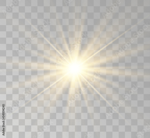 Transparent yellow sunlight special lens flash light effect. Front solar flare lenses	