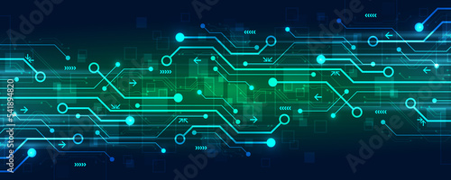 Print op canvas Abstract concept background image circuit board technology communication network