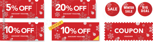 	
WINTER DISCOUNT COUPON TICKET CARD element template vector illustration