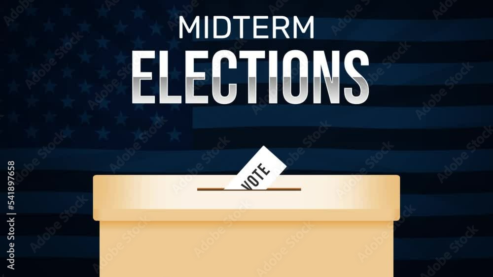 Midterm Elections Background with Waving American Flag and Voting Box ...