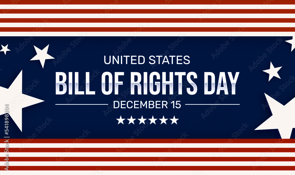 US Bill of Rights Day banner design with American flag patriotic colors