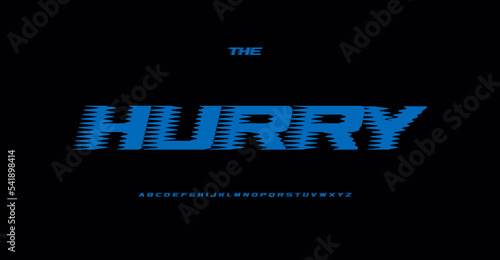Modern drive font, wide letters with dynamic effect for speed racing game, esport logo ad headline. Bold italic type, vector typographic design