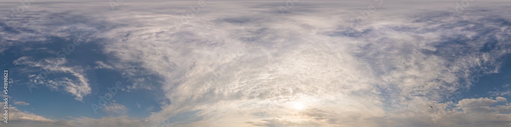 Dark blue sunset sky panorama with golden Cumulus clouds. Seamless hdr 360 panorama in spherical equirectangular format. Full zenith for 3D visualization, sky replacement for aerial drone panoramas. Dark blue sunset sky panorama with golden Cumulus clouds. Seamless hdr 360 panorama in spherical equirectangular format. Full zenith for 3D visualization, sky replacement for aerial drone panoramas.