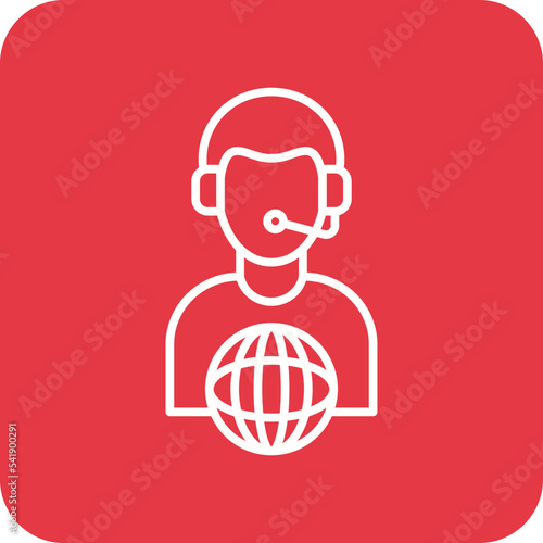 Translator Line Round Corner Background Icon