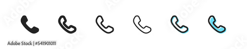 Call icon. Vector phone symbol. Simple mobile outline signs. Communication button, web sign. Telephone icon. Telephone, receiver support service, call phone flat icons. photo