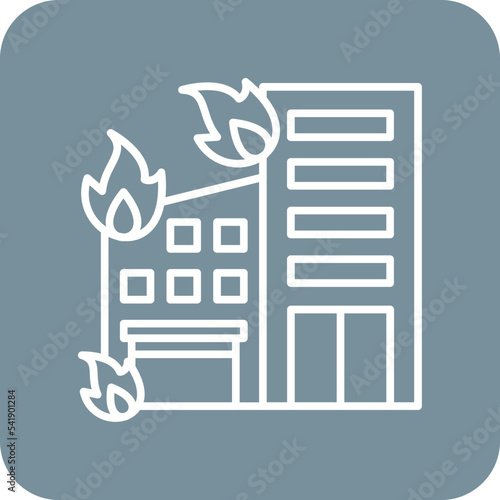 Building Fire Line Round Corner Background Icon