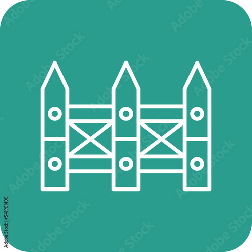 Fence Line Round Corner Background Icon