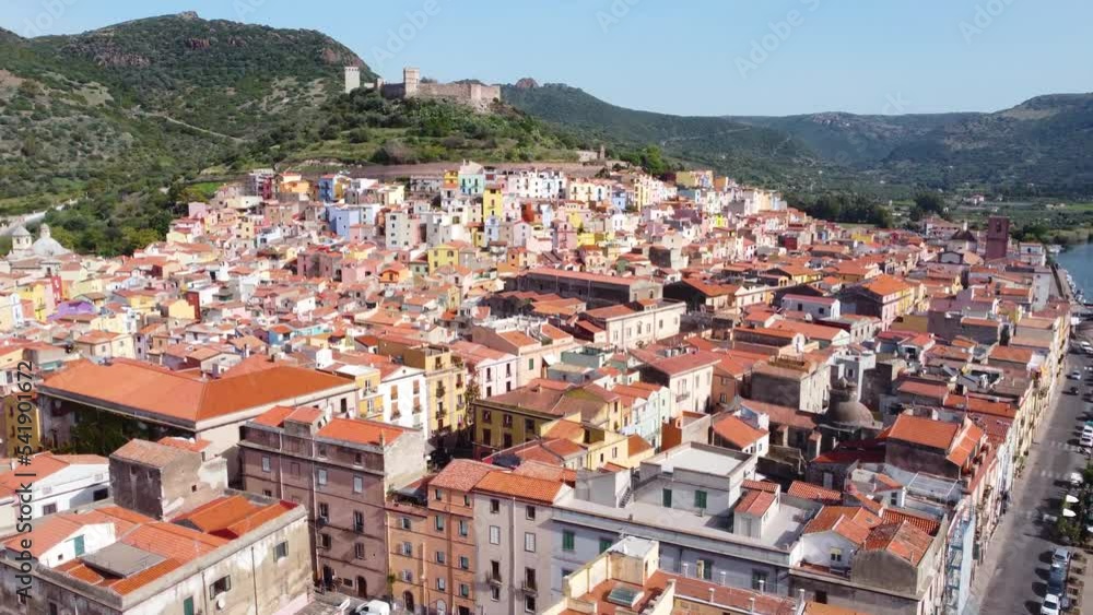 Aerial view of Bosa on a sunny day. Sardinia, Italy Aerial view of Bosa on a sunny day. Sardinia, Italy