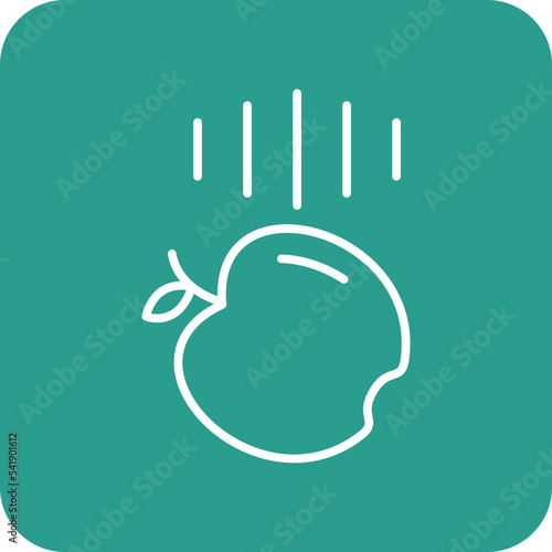 Falling Apple Line Round Corner Background Icon