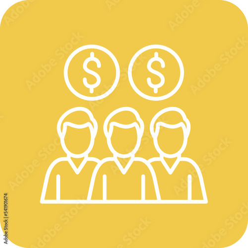 Crowdfunding Line Round Corner Background Icon