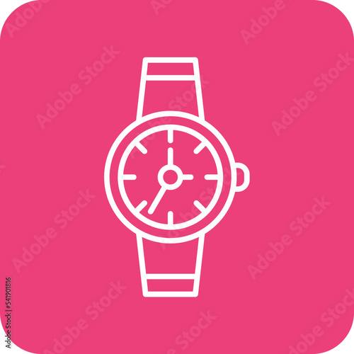 Wristwatch Line Round Corner Background Icon