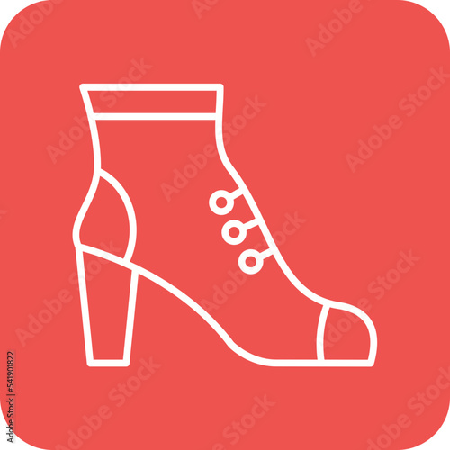 High Heels Line Round Corner Background Icon