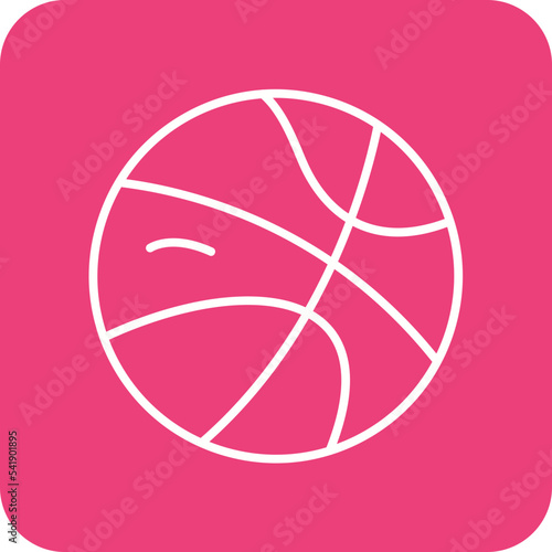 Basketball Line Round Corner Background Icon