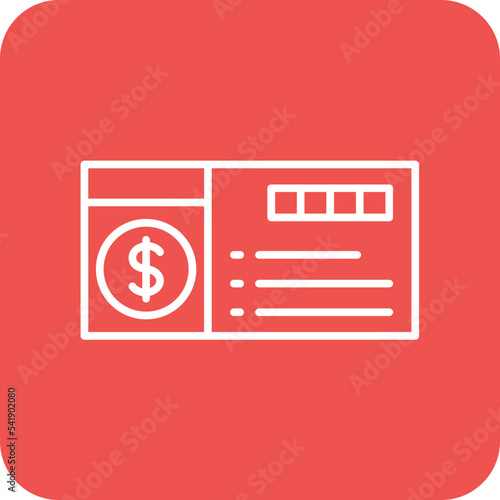 Cheque Line Round Corner Background Icon