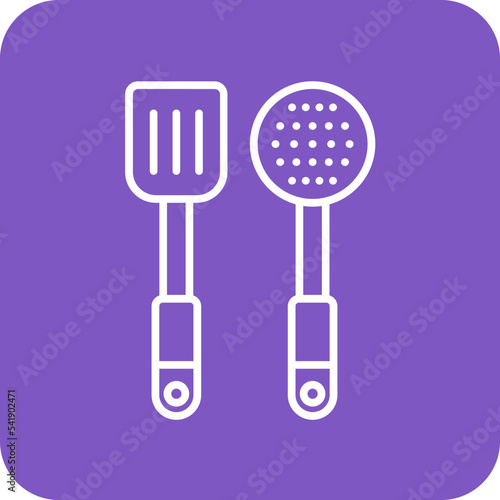 Spatula Line Round Corner Background Icon