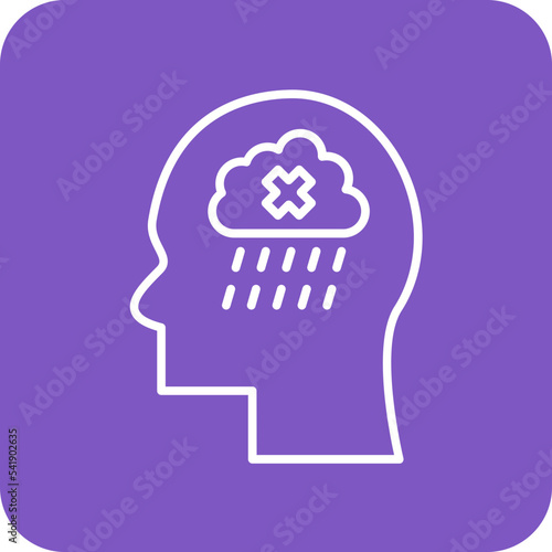 Apathy Line Round Corner Background Icon