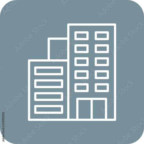 Hotel Line Round Corner Background Icon