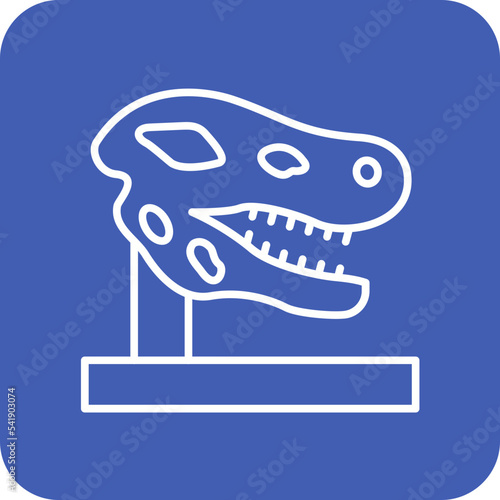 Dinosaur Fossil Line Round Corner Background Icon
