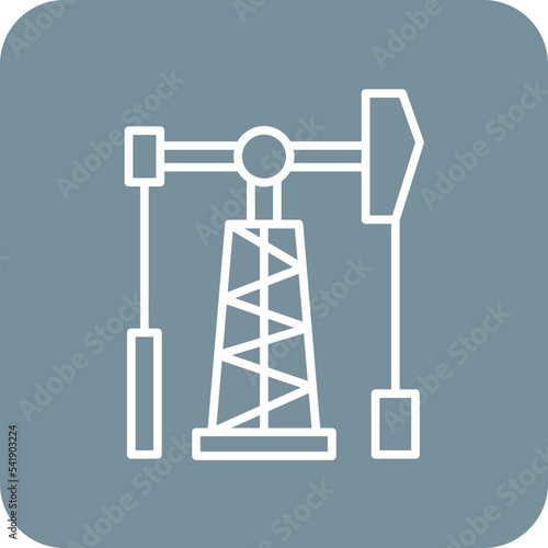 Derrick Line Round Corner Background Icon