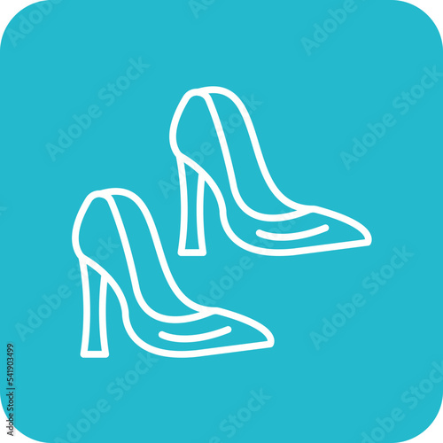 High Heel Line Round Corner Background Icon