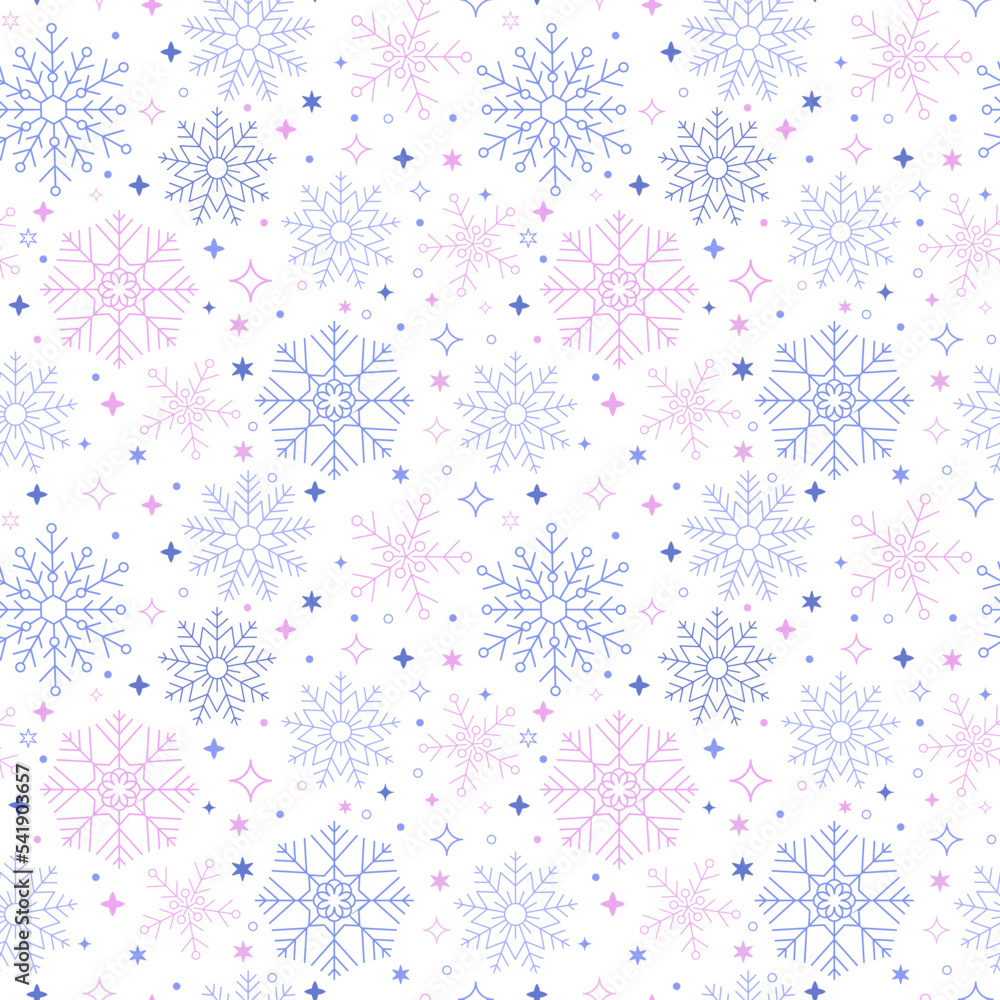 Simple Christmas seamless pattern with Snowflakes and circles with different ornaments. Retro textile collection. On white background Simple Christmas seamless pattern with Snowflakes and circles with different ornaments. Retro textile collection. On white background