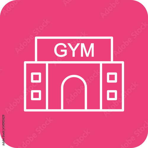 Gym Line Round Corner Background Icon