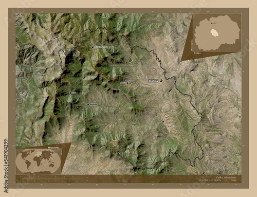 Caska, Macedonia. Low-res satellite. Labelled points of cities photo