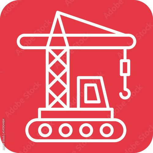 Crane Vehicle Line Round Corner Background Icon