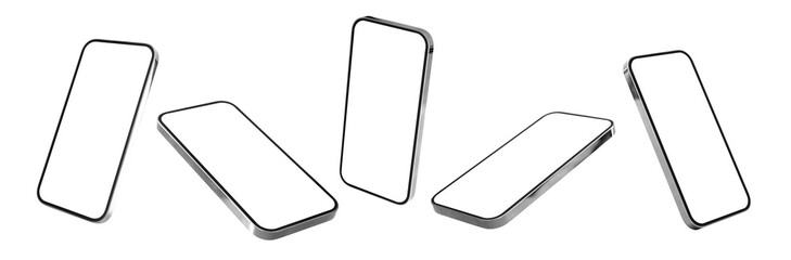 Ingelijste posters Bibliotheek Mobile phones mockup. Set of different phone angles on transparent background.  © Kaspars Grinvalds