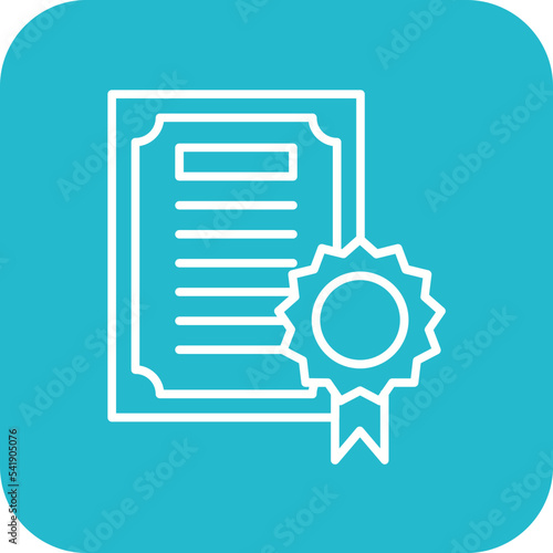 Certificate Line Round Corner Background Icon