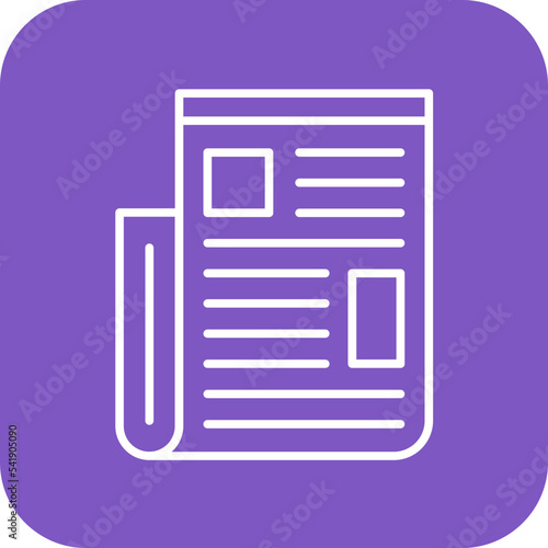 Newspaper Line Round Corner Background Icon