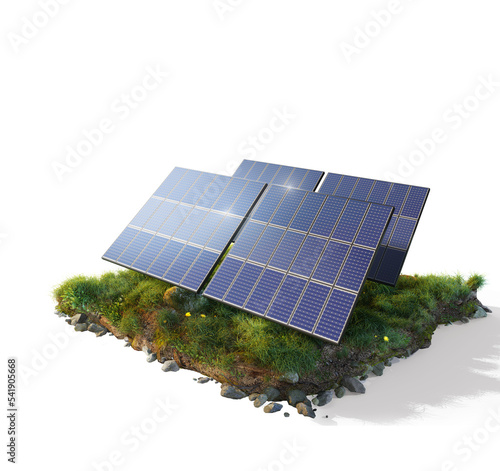 Solar panels on transparent background. Solar power plant. Green electricity.