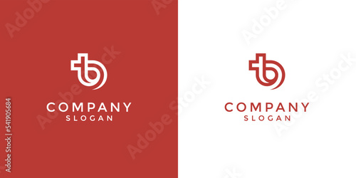 Modern and simple letter BT or TB initial logo