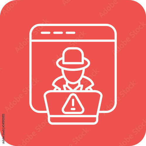 Cyber Crime Line Round Corner Background Icon