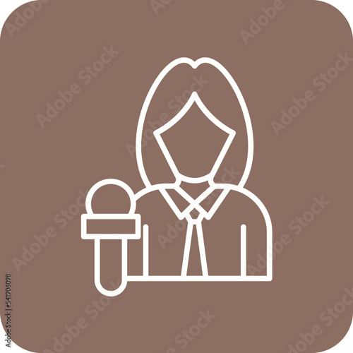 News Anchor Line Round Corner Background Icon