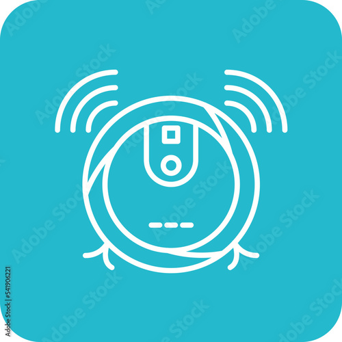 Robot Vaccum Line Round Corner Background Icon