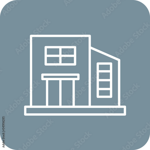 Building Line Round Corner Background Icon