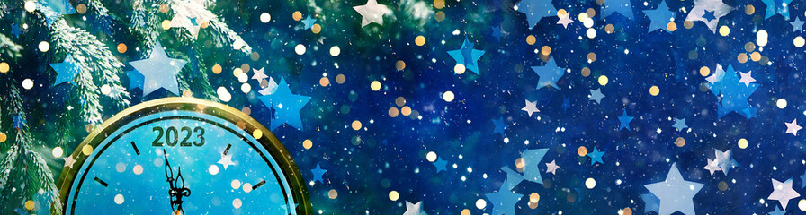 Panoramic header to Christmas and New Year 2023.