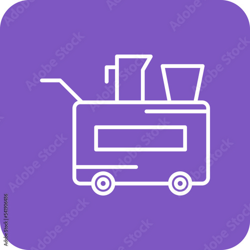 Airplane Food Trolley Line Round Corner Background Icon